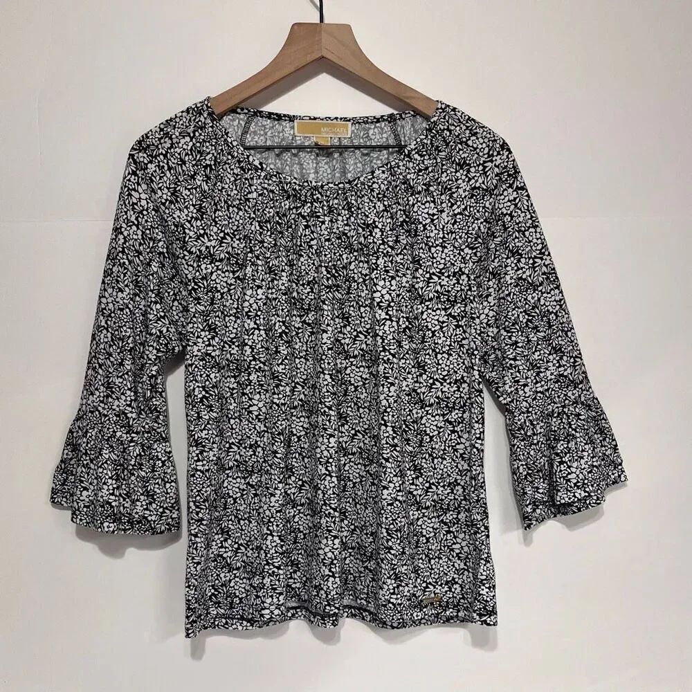 MICHAEL Michael Kors Black And White Floral Top Size M